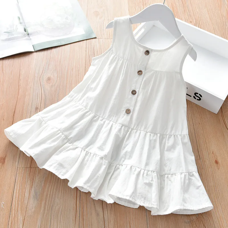 Summer Girls' Vest and Mid-Length Skirt Set