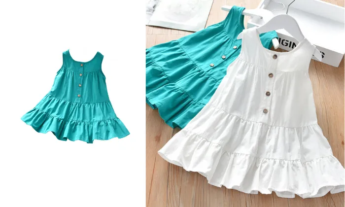 Summer Girls' Vest and Mid-Length Skirt Set