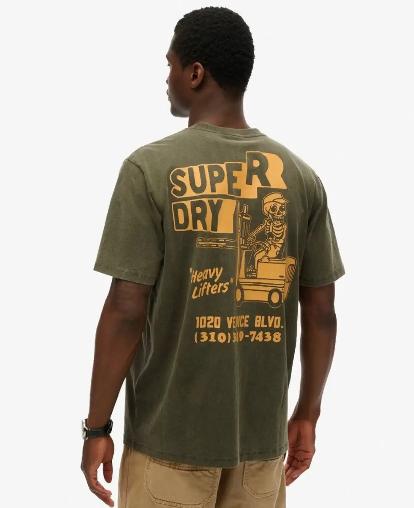 Superdry Mens Mesa Trade Tools Loose Fit T-Shirt Surplus Goods Olive