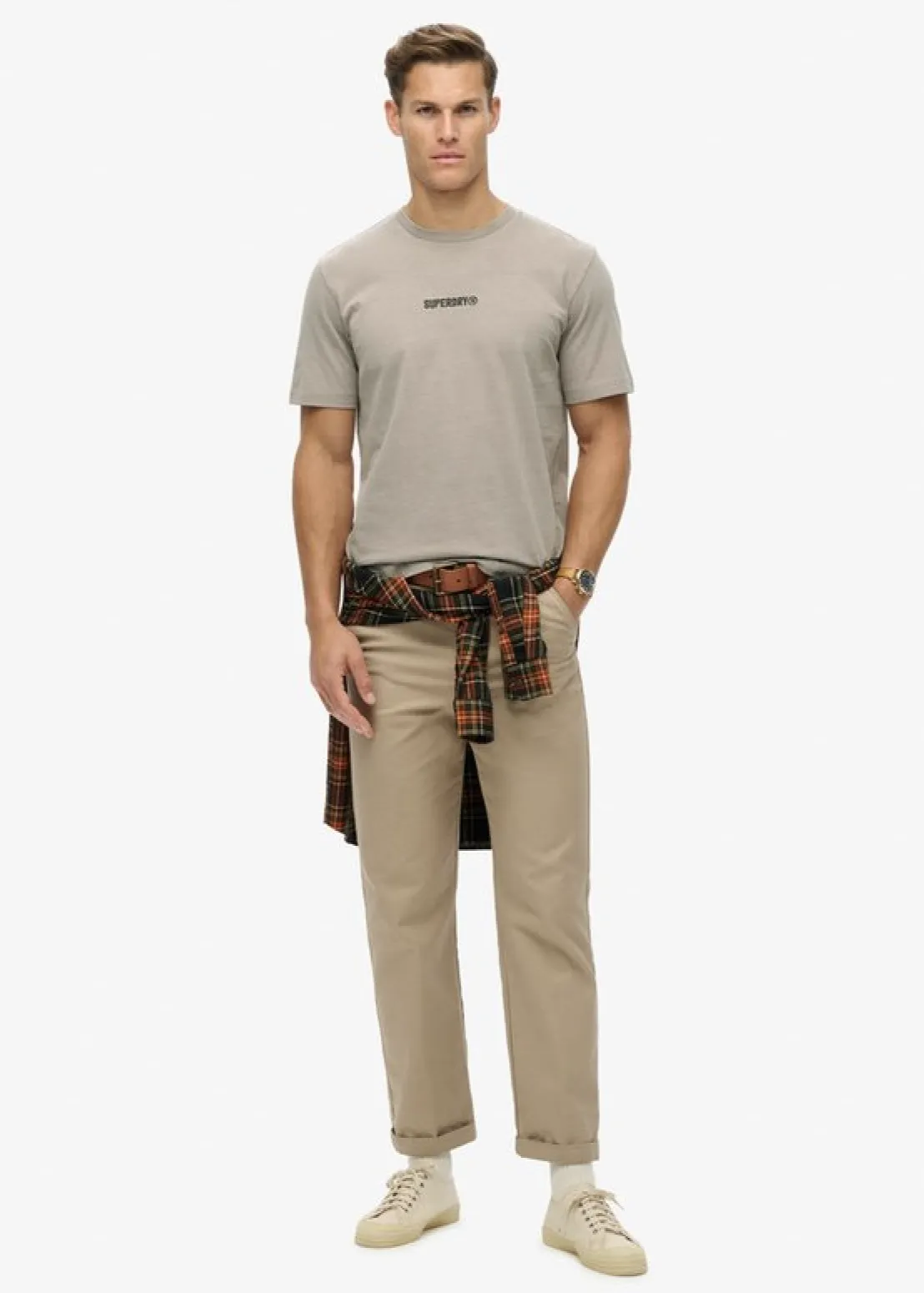 SUPERDRY Micro Logo Graphic Loose T-Shirt - Deep Beige