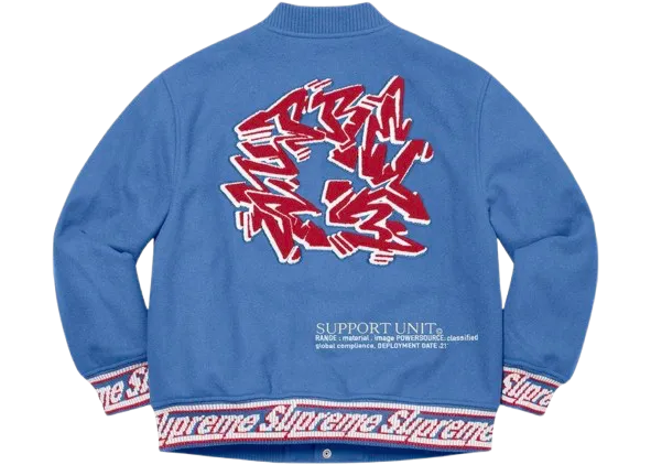 Supreme Support Unit Varsity Jacket Light Blue