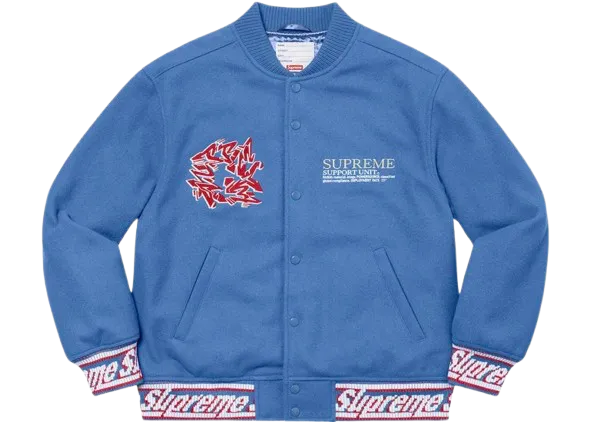 Supreme Support Unit Varsity Jacket Light Blue