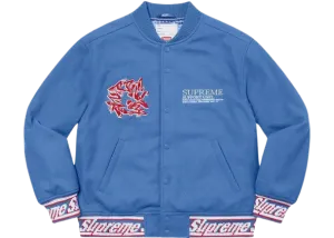 Supreme Support Unit Varsity Jacket Light Blue