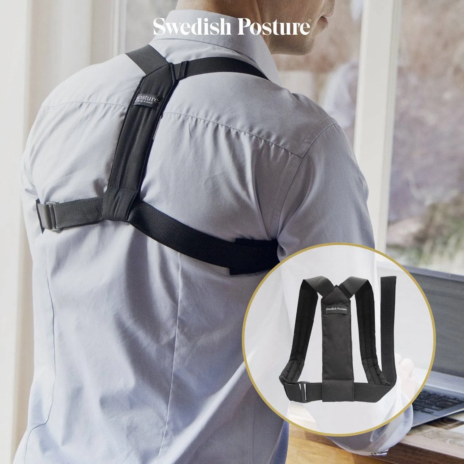 Swedish Posture - Flexi, Shoulder Muscles Support, Comfortable Adjustable Shoulder Brace, Posture Corrector for Men and Women