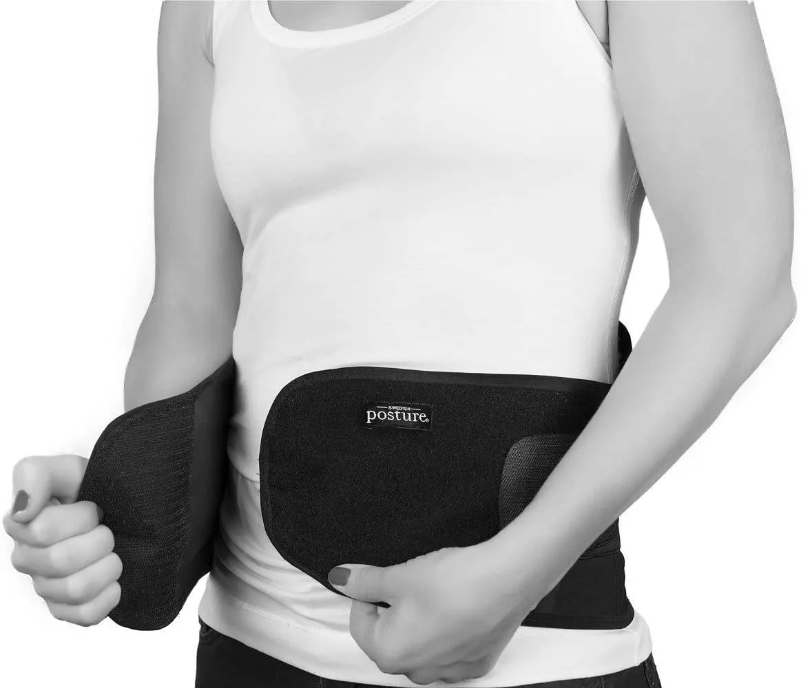 Swedish Posture Stabilize Lower Back Support Belt - Relieves Back Pain - with Removable Pad for Heat or Cold Therapy