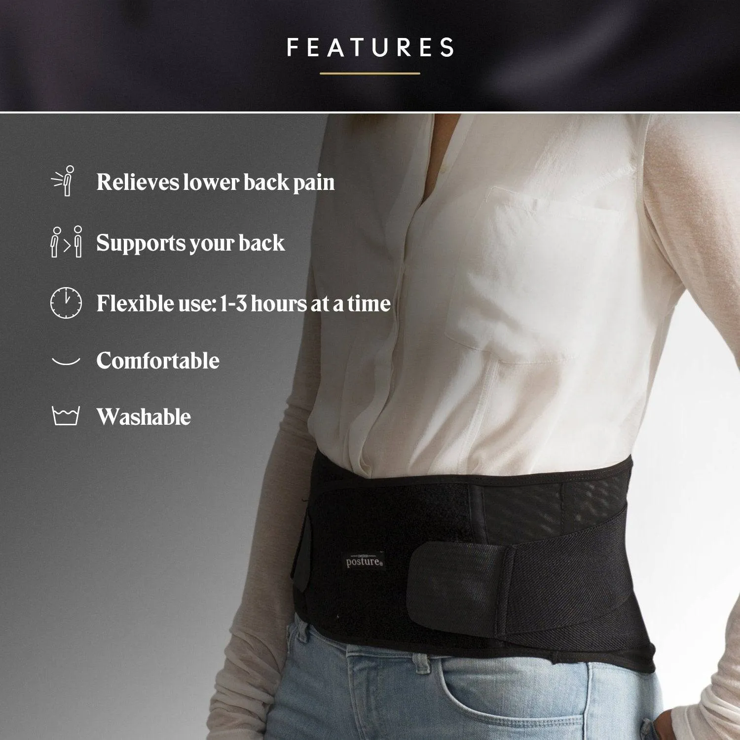 Swedish Posture Stabilize Lower Back Support Corrector Belt (M)