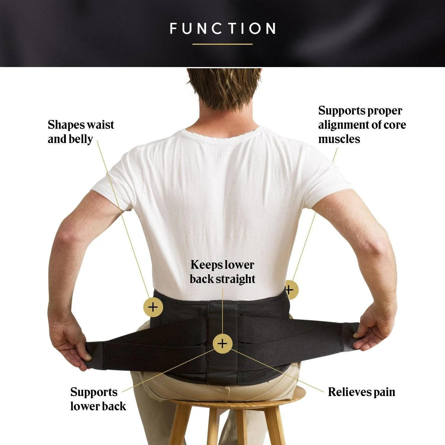 Swedish Posture Stabilize Lower Back Support Corrector Belt (M)