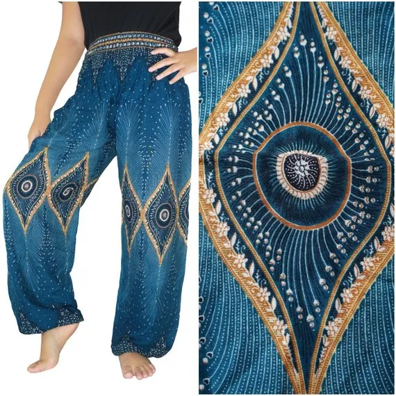 Teal Peacock Pants