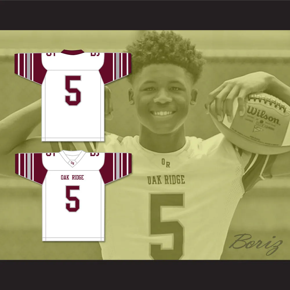 Tee Higgins 5 Oak Ridge High School Wildcats White Football Jersey 1