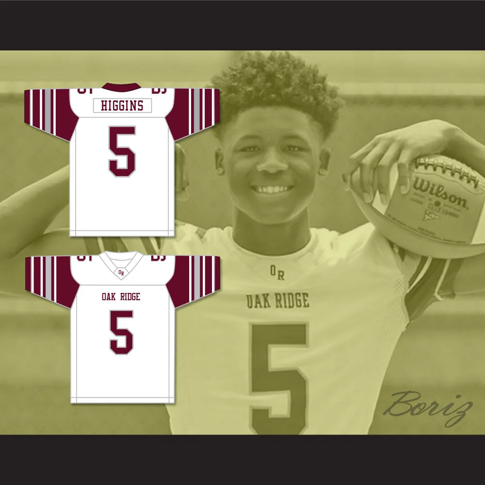 Tee Higgins 5 Oak Ridge High School Wildcats White Football Jersey 2