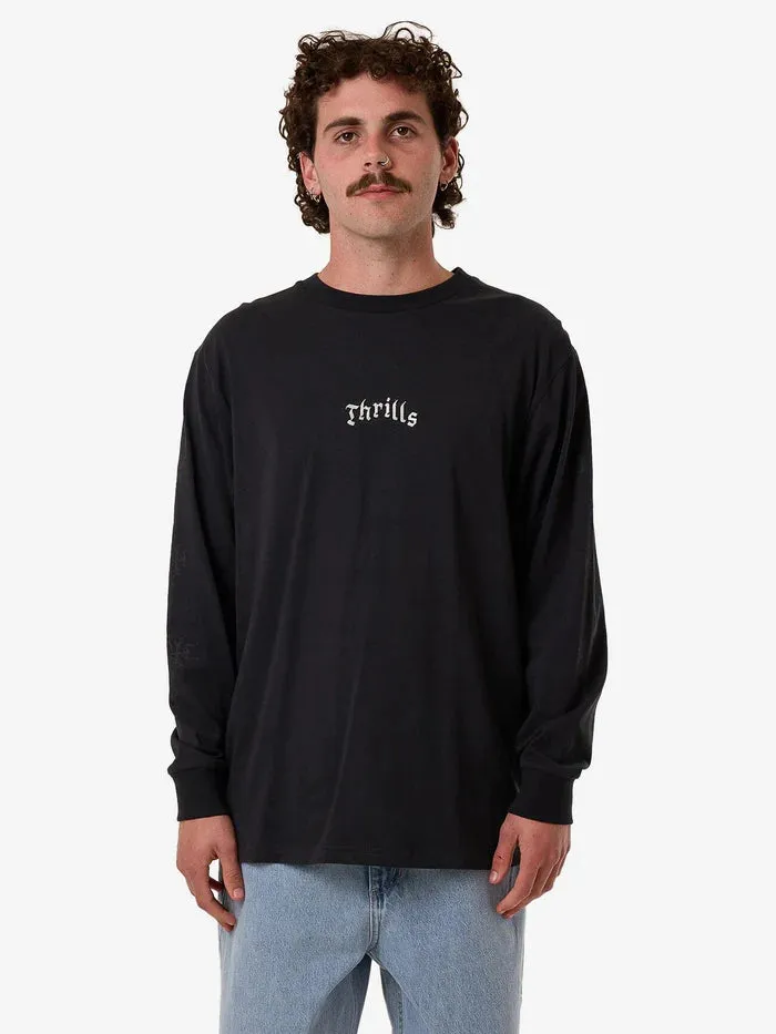 THRILLS FILTER OVERSIZE FIT LONG SLEEVE TEE FADED BLACK