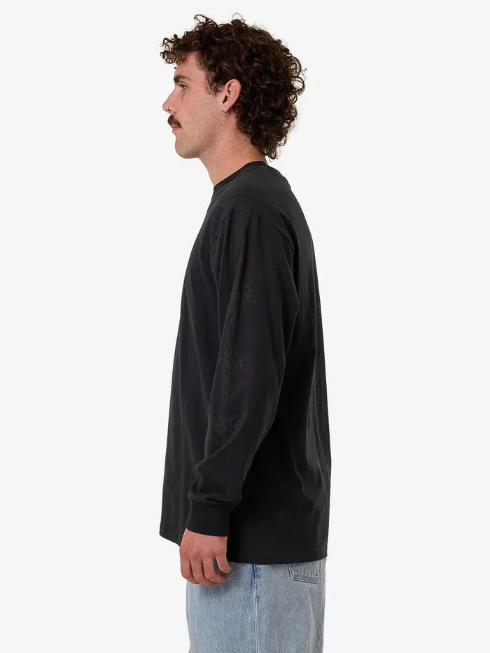 THRILLS FILTER OVERSIZE FIT LONG SLEEVE TEE FADED BLACK