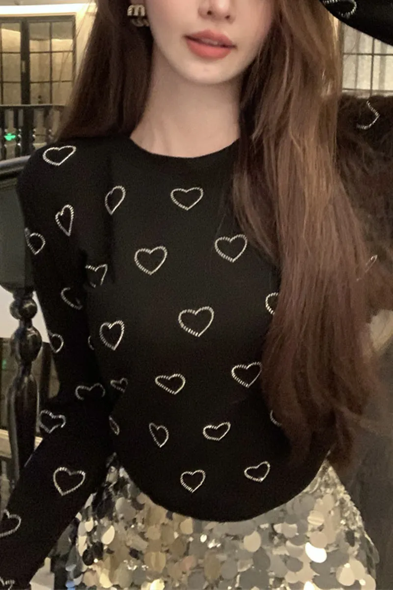 TI0454 Rhinestoned Heart Shirt