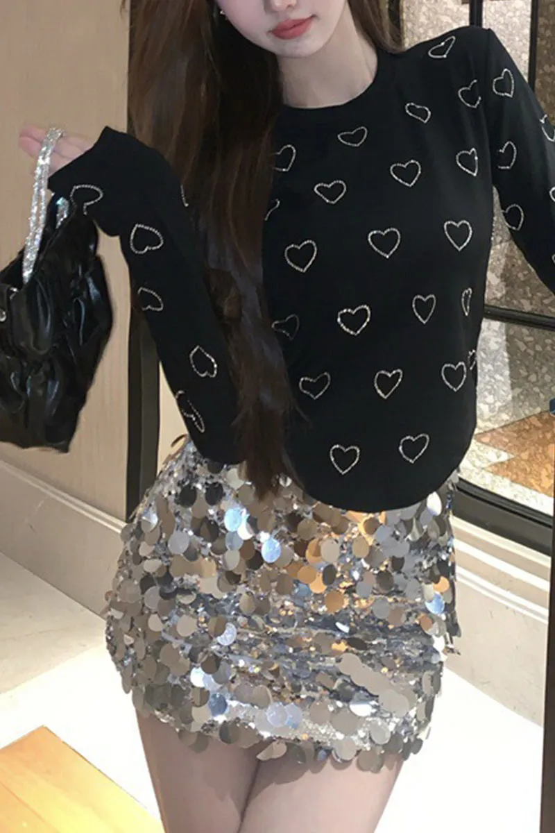 TI0454 Rhinestoned Heart Shirt