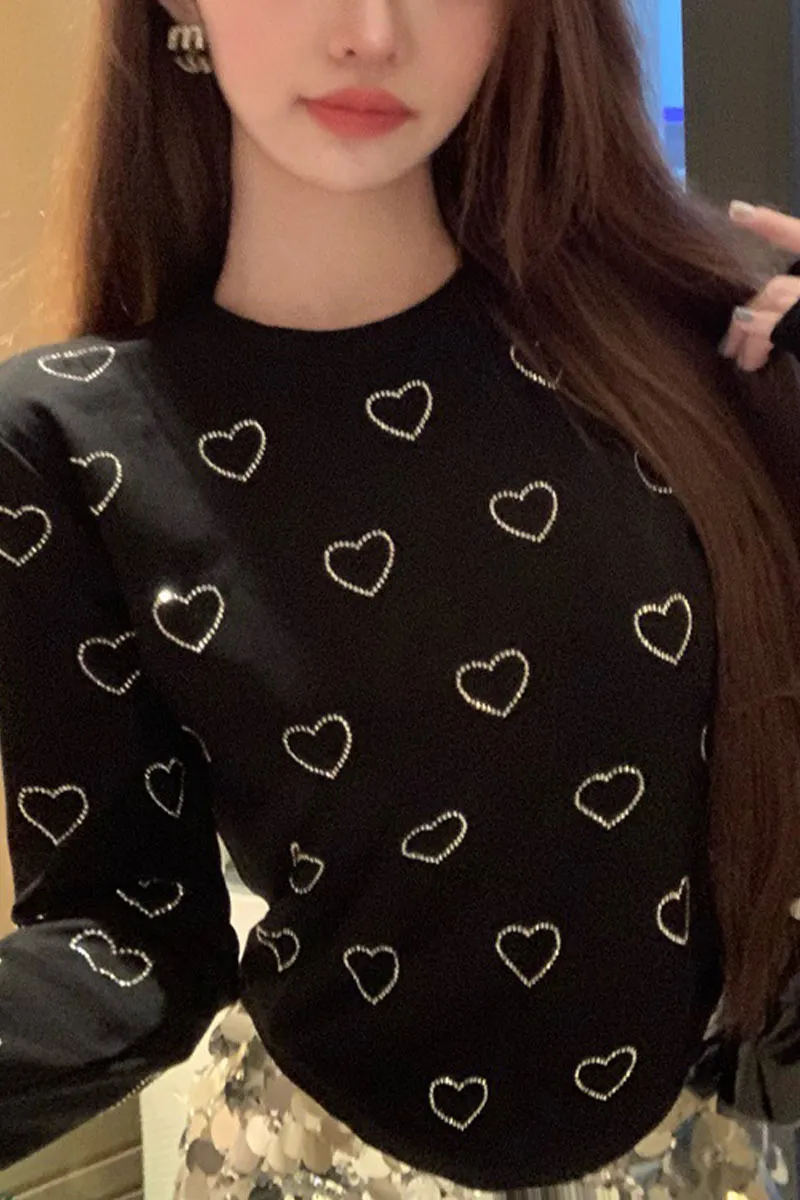 TI0454 Rhinestoned Heart Shirt