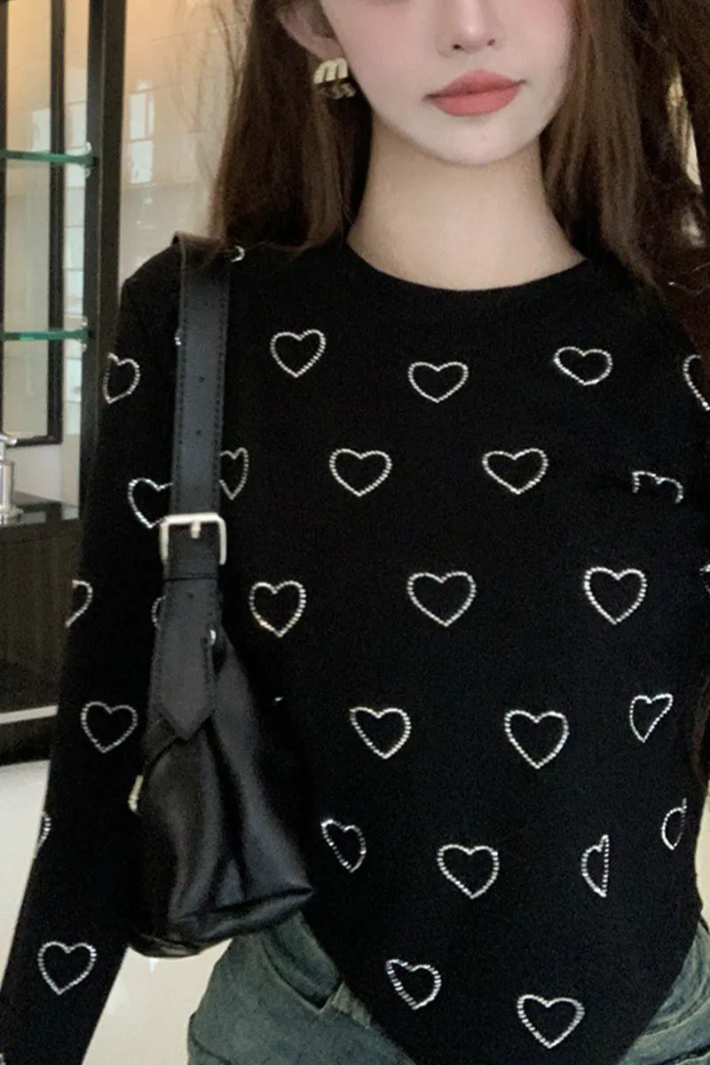 TI0454 Rhinestoned Heart Shirt