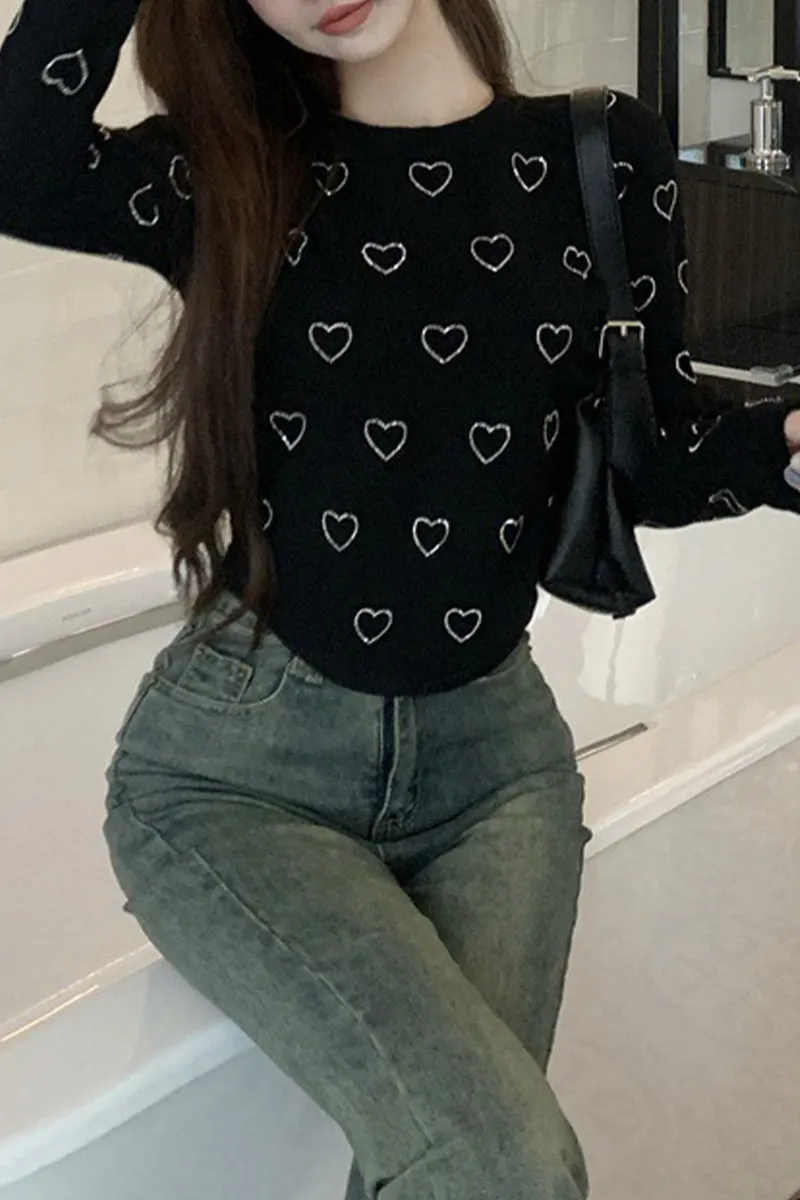 TI0454 Rhinestoned Heart Shirt