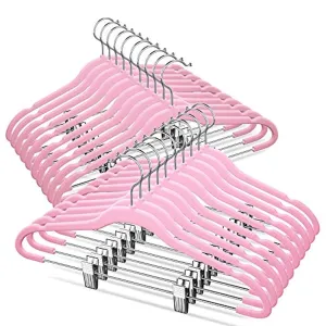 TIMMY Velver Hangers with Clips (20 Pack) Hangers Non Slip Velvet Clothes Hangers,Ultra Thin Pants Hangers,Skirt Hangers with 360°Swivel Hooks(Pink)