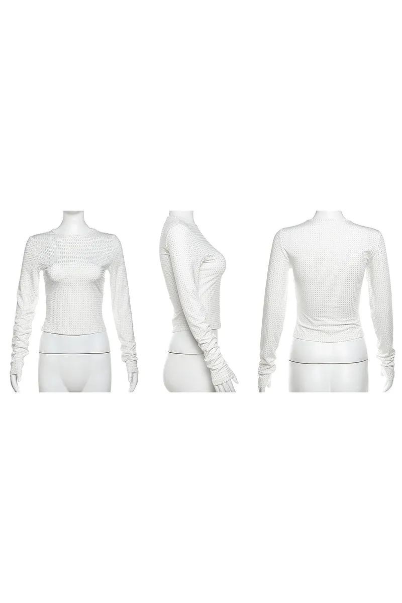 TK0315 Rhinestones Fitted Shirt