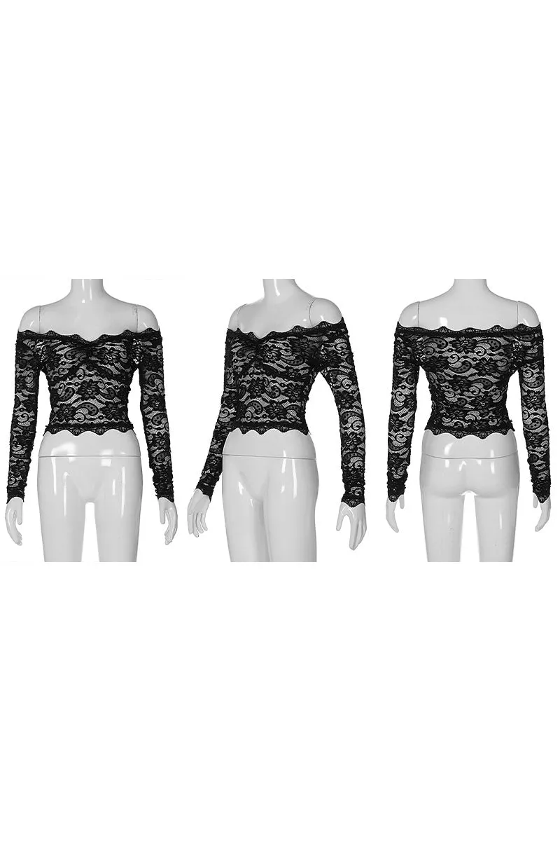 TN0114 Off Shouder Lace Shirt