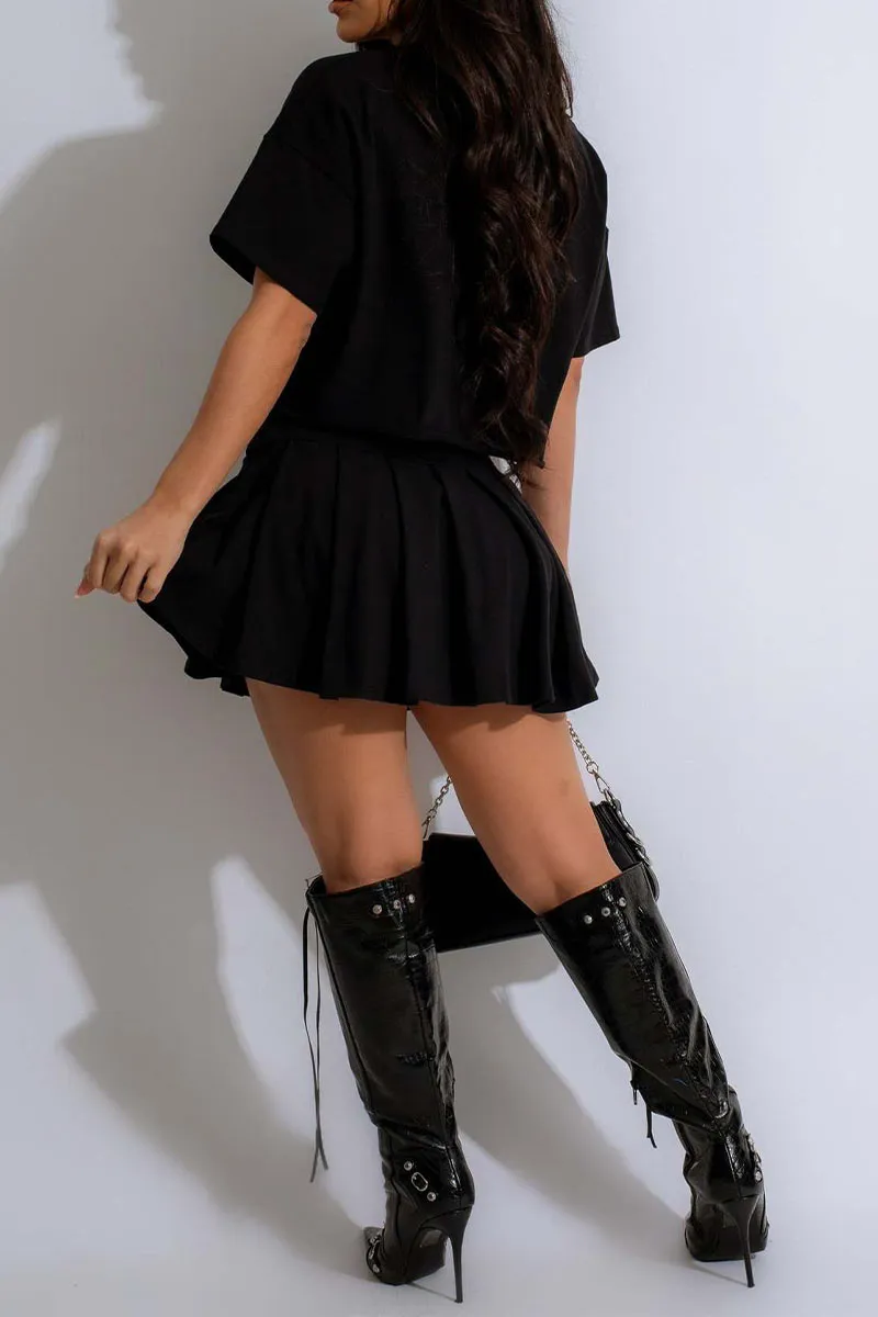 UL0424 Crop Tee and Skirt Set