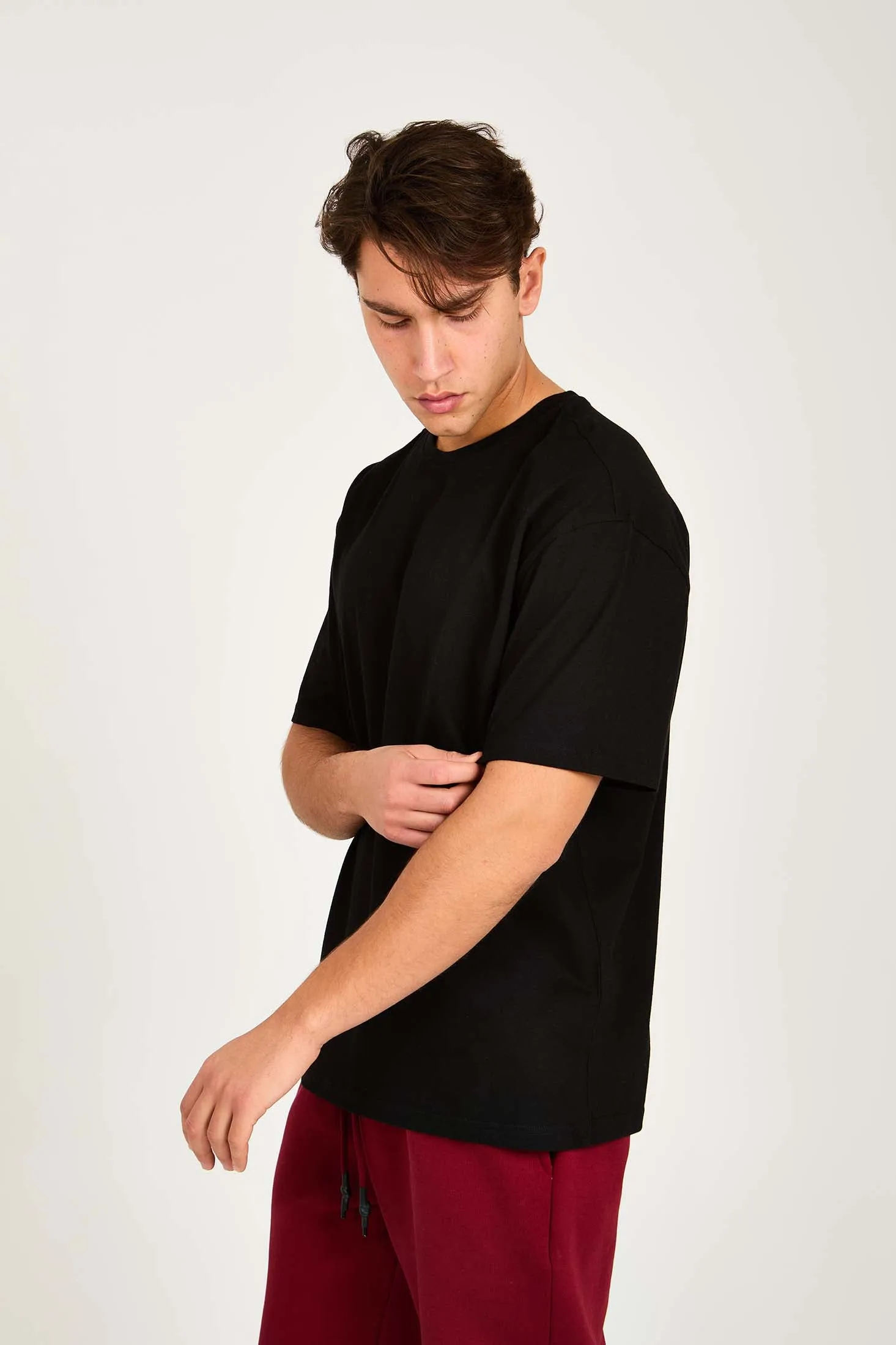 Unisex   T-Shirt Relaxed Fit Half Sleeve Black