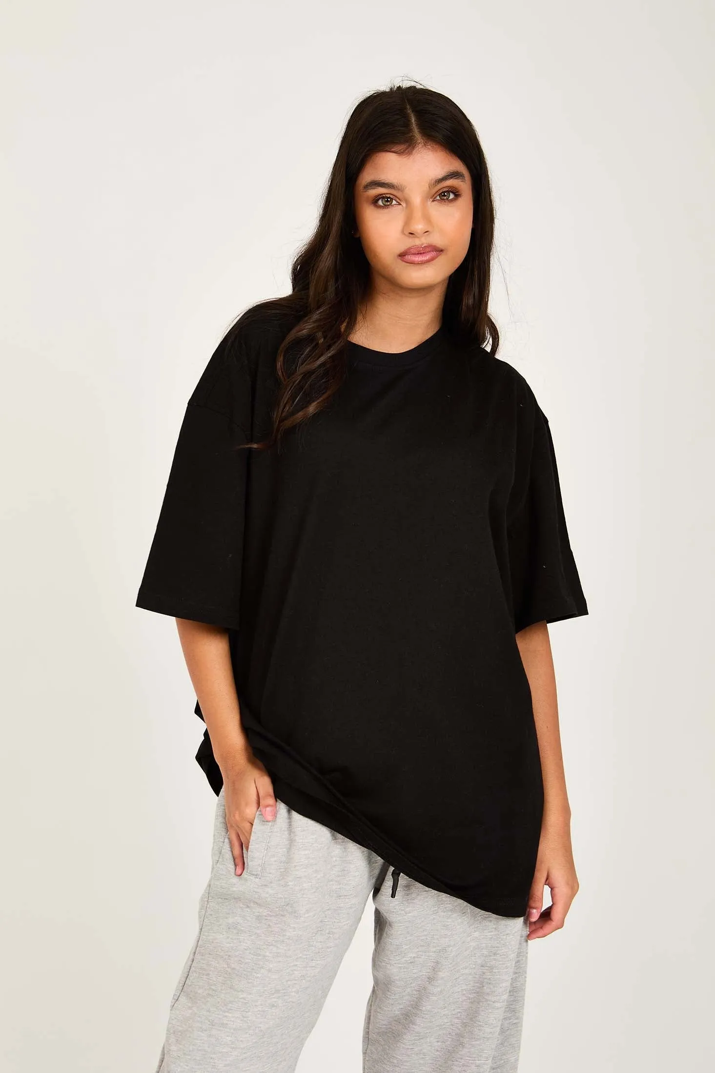 Unisex   T-Shirt Relaxed Fit Half Sleeve Black