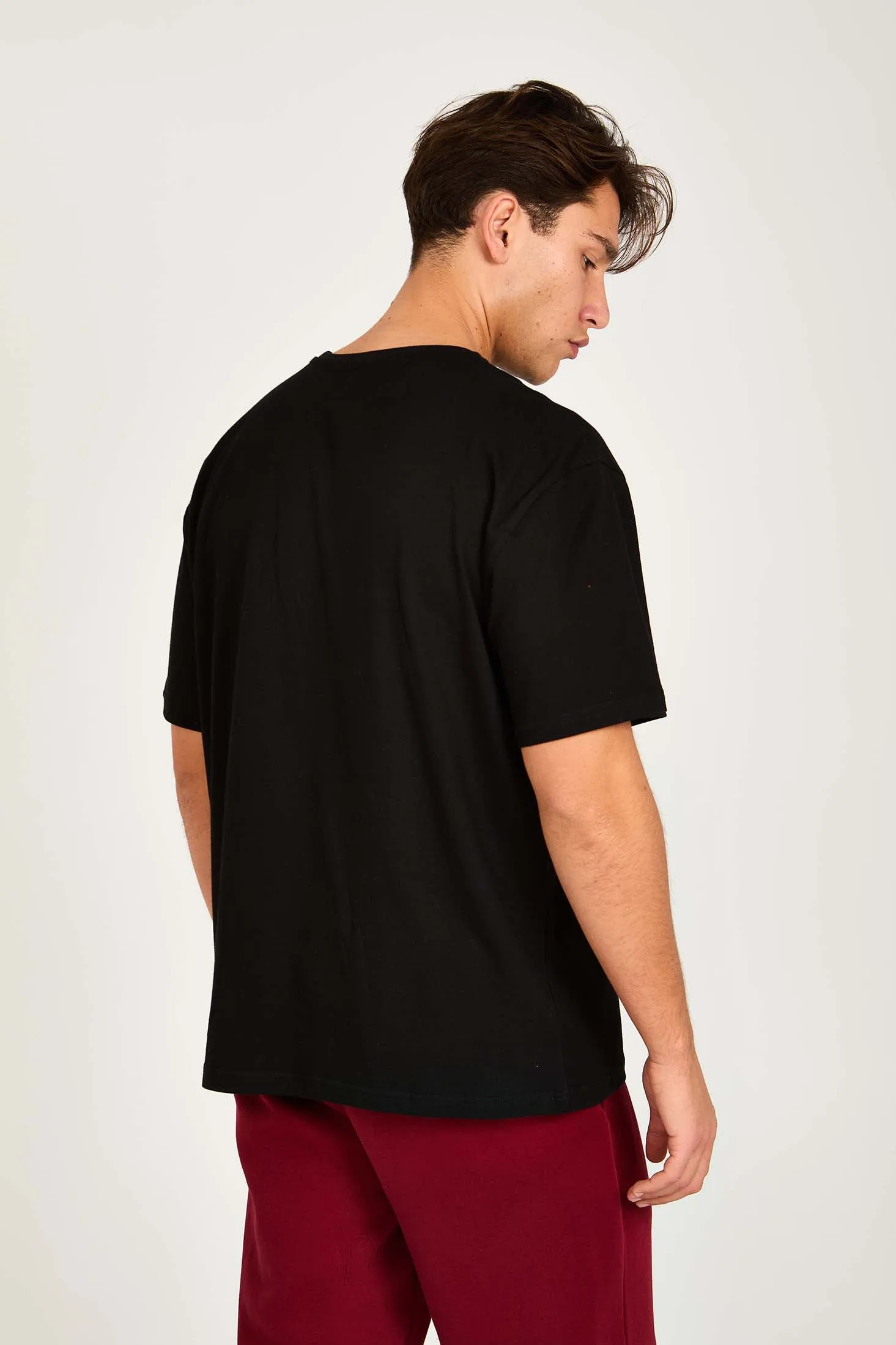 Unisex   T-Shirt Relaxed Fit Half Sleeve Black