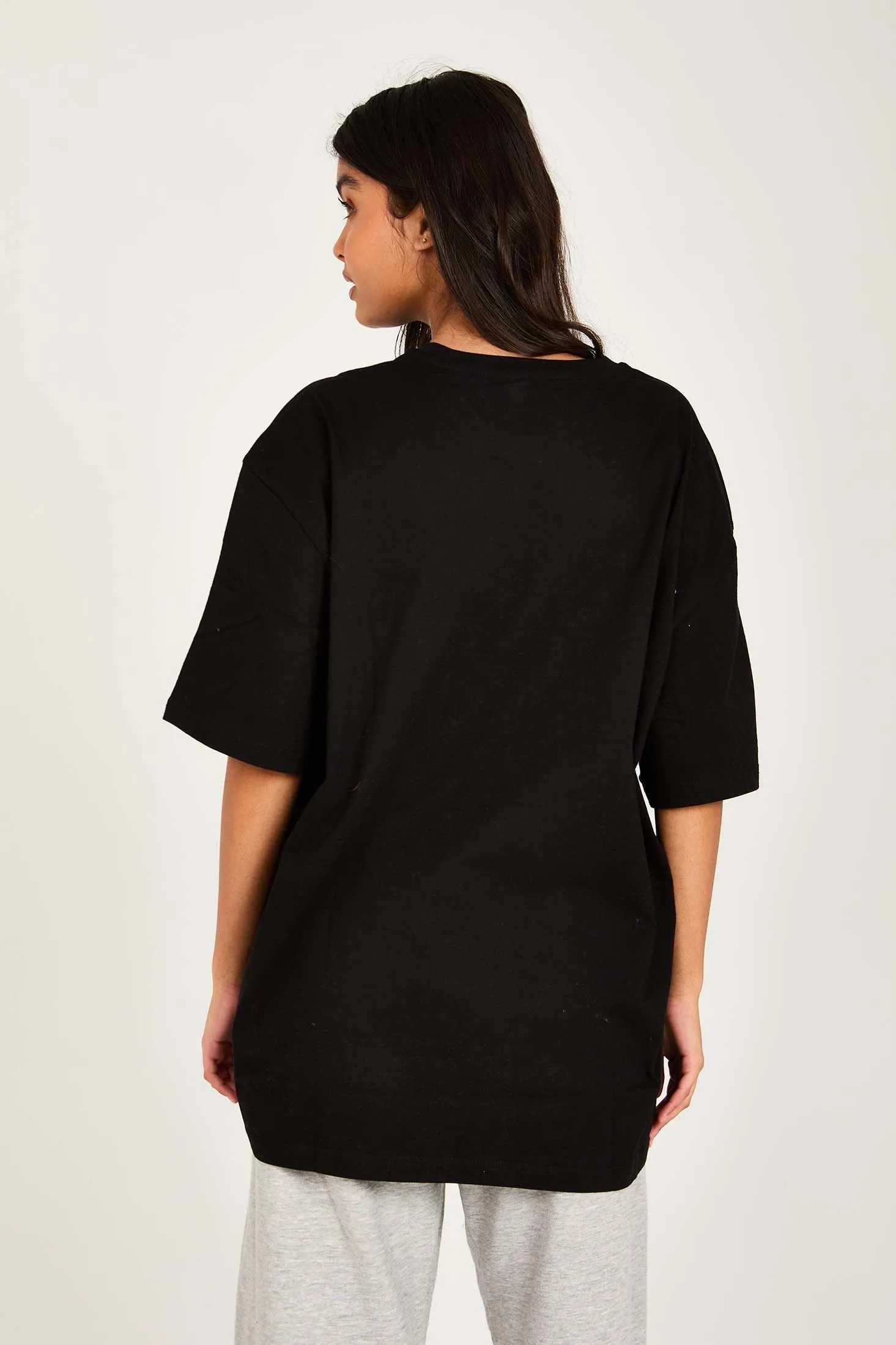 Unisex   T-Shirt Relaxed Fit Half Sleeve Black