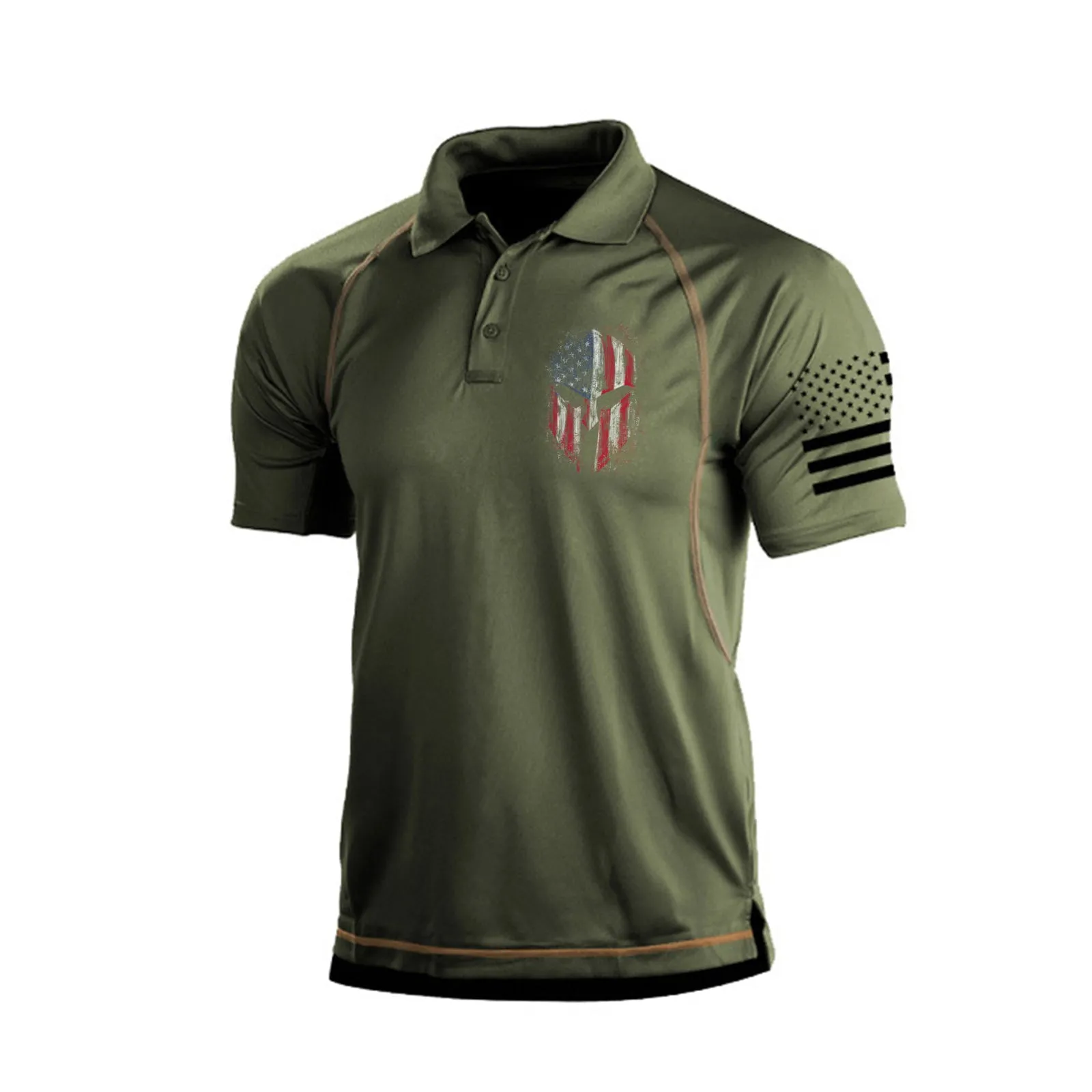 USA FLAG SPARTAN GRAPHIC POLO SHIRT