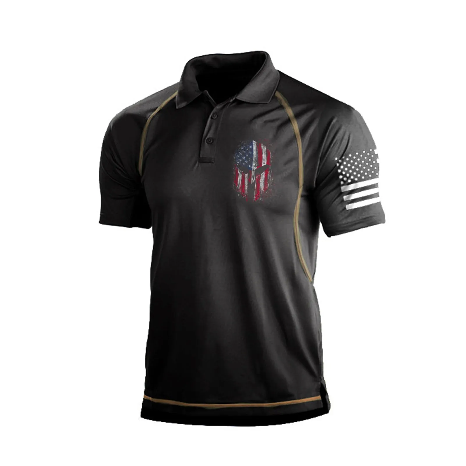 USA FLAG SPARTAN GRAPHIC POLO SHIRT