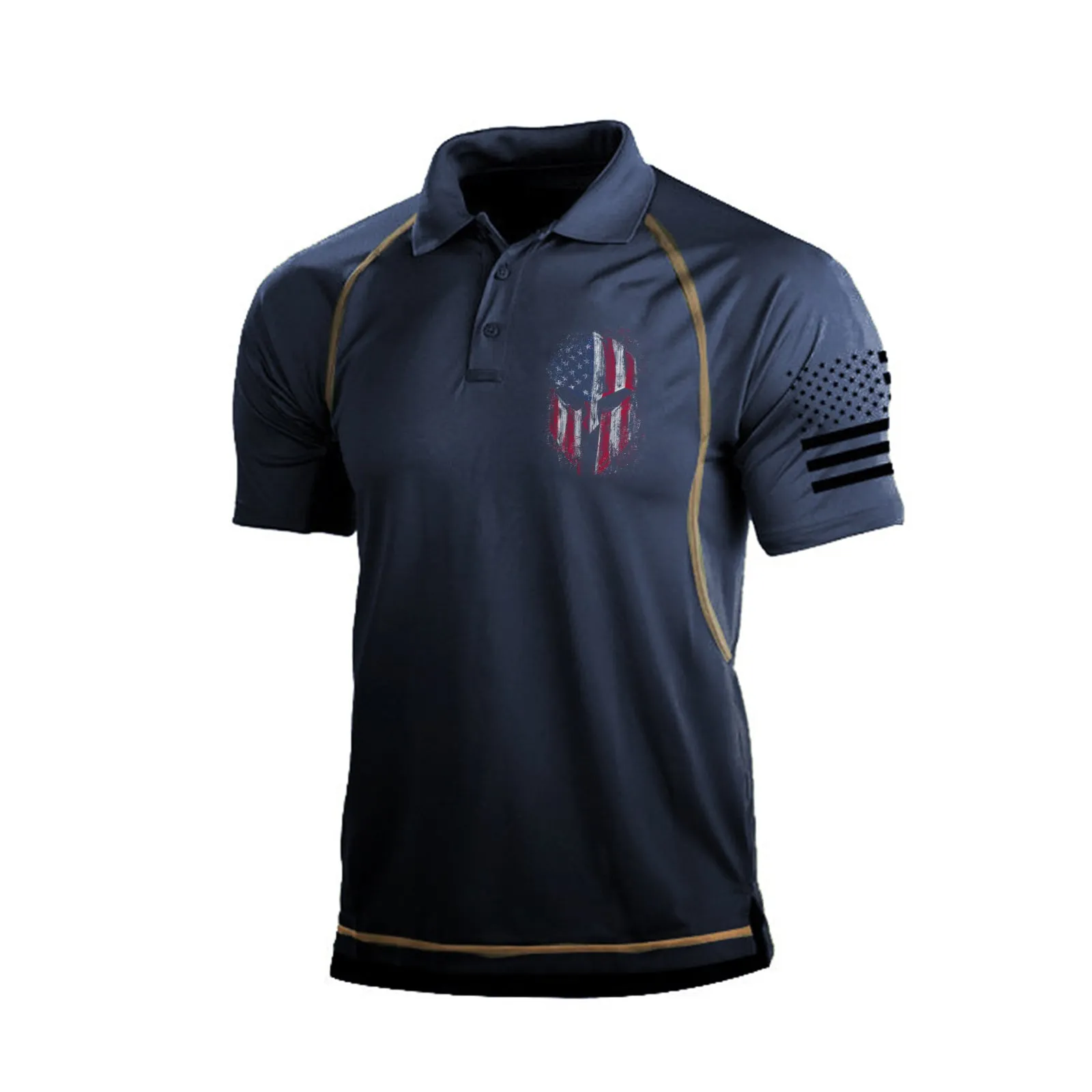 USA FLAG SPARTAN GRAPHIC POLO SHIRT