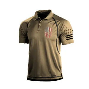 USA FLAG SPARTAN GRAPHIC POLO SHIRT
