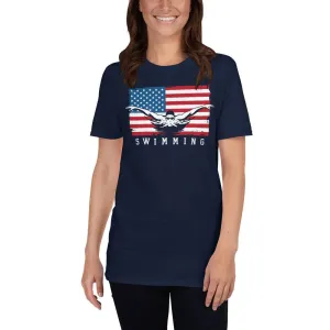 USA Flag Swimming Unisex T-Shirt