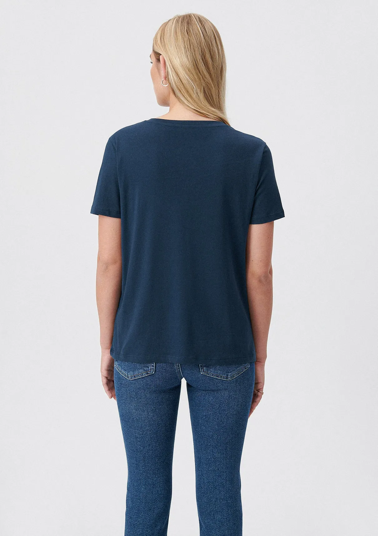 V Neck Navy Basic T-Shirt