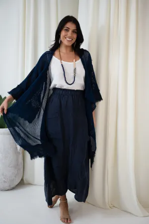 Valeria Long Mesh Jacket | Navy