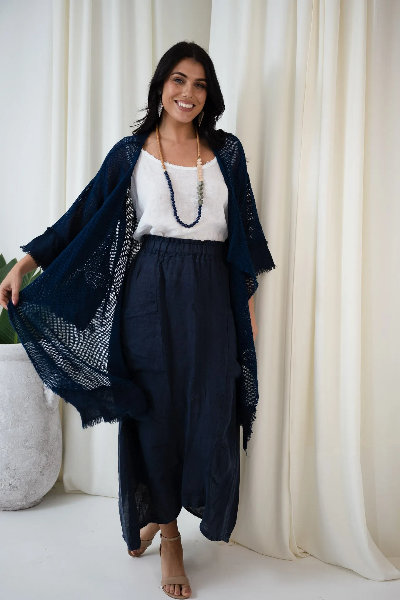 Valeria Long Mesh Jacket | Navy