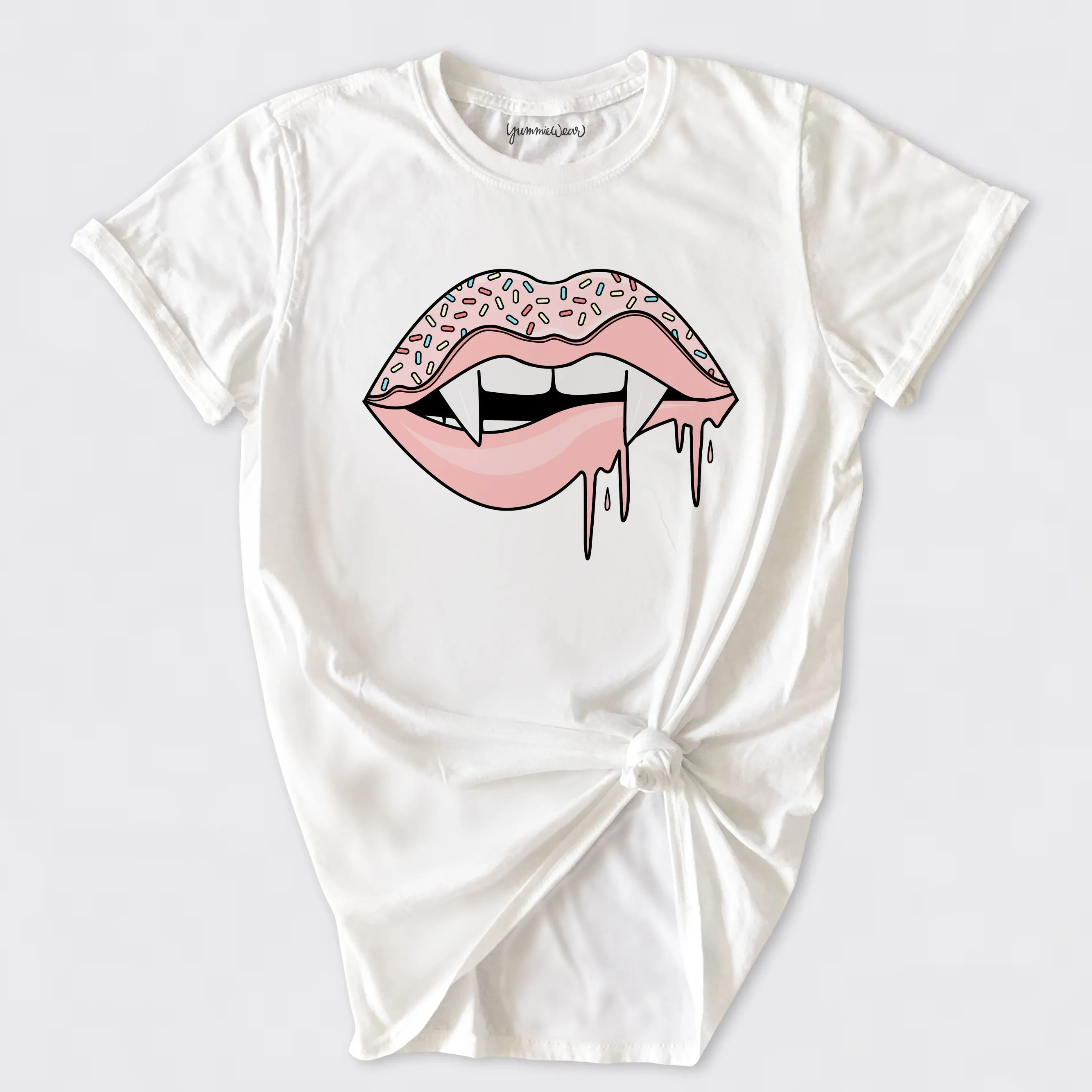 Vampire Donut Lips Basic Tee - White