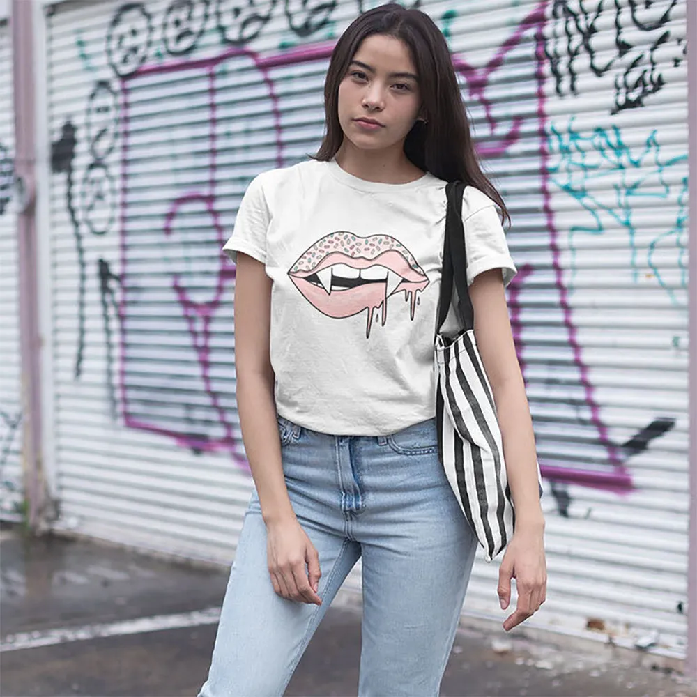 Vampire Donut Lips Basic Tee - White
