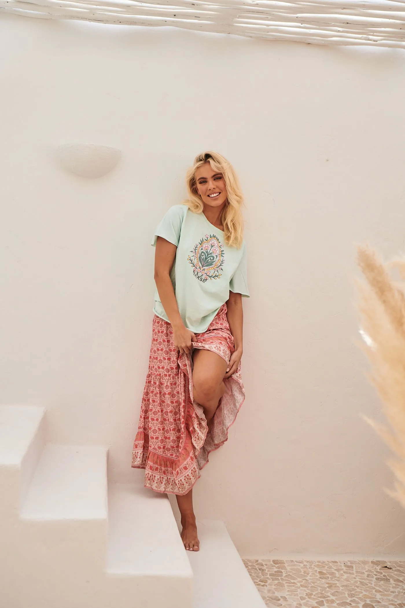 Vintage Tee - Flora ~ Aqua