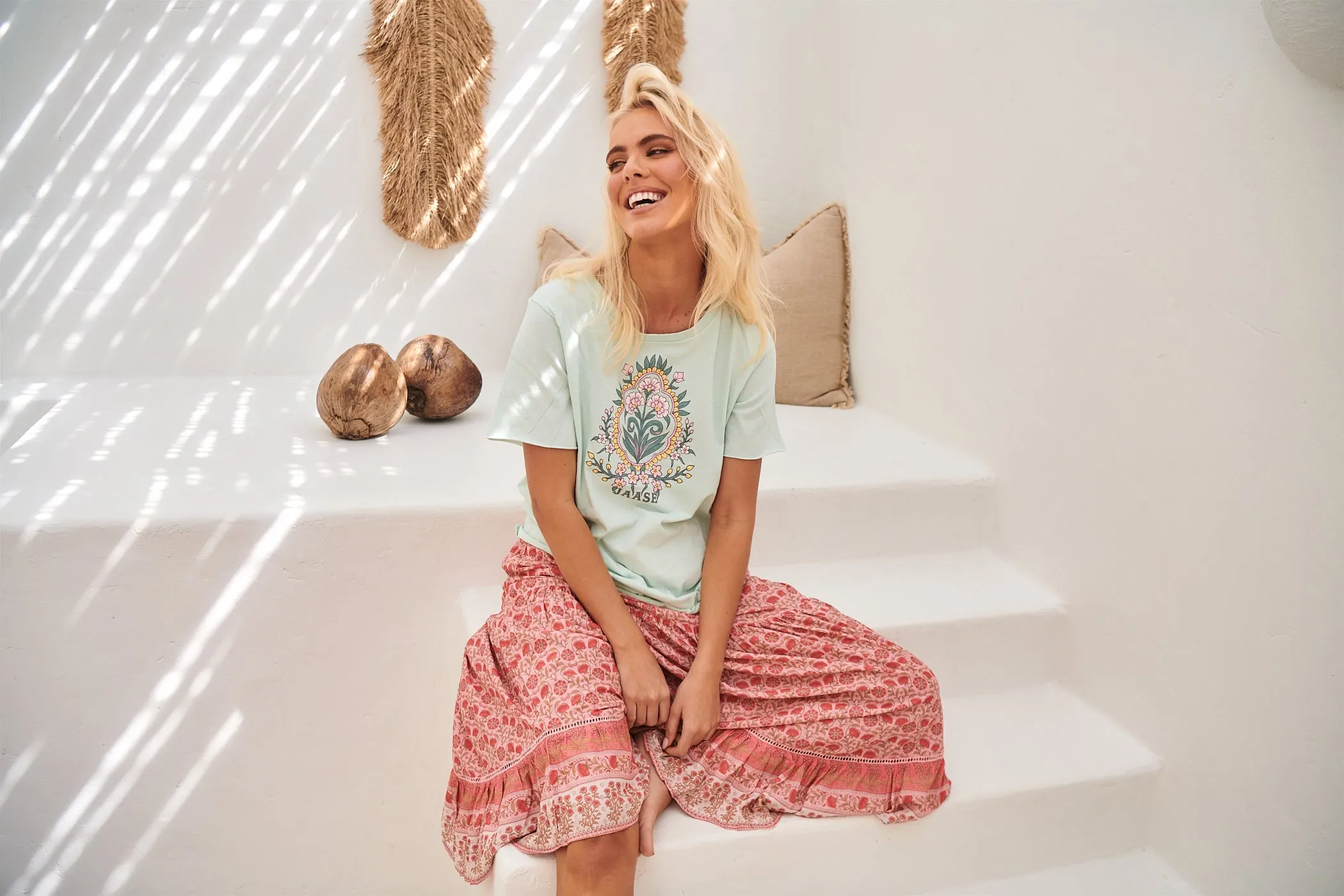 Vintage Tee - Flora ~ Aqua