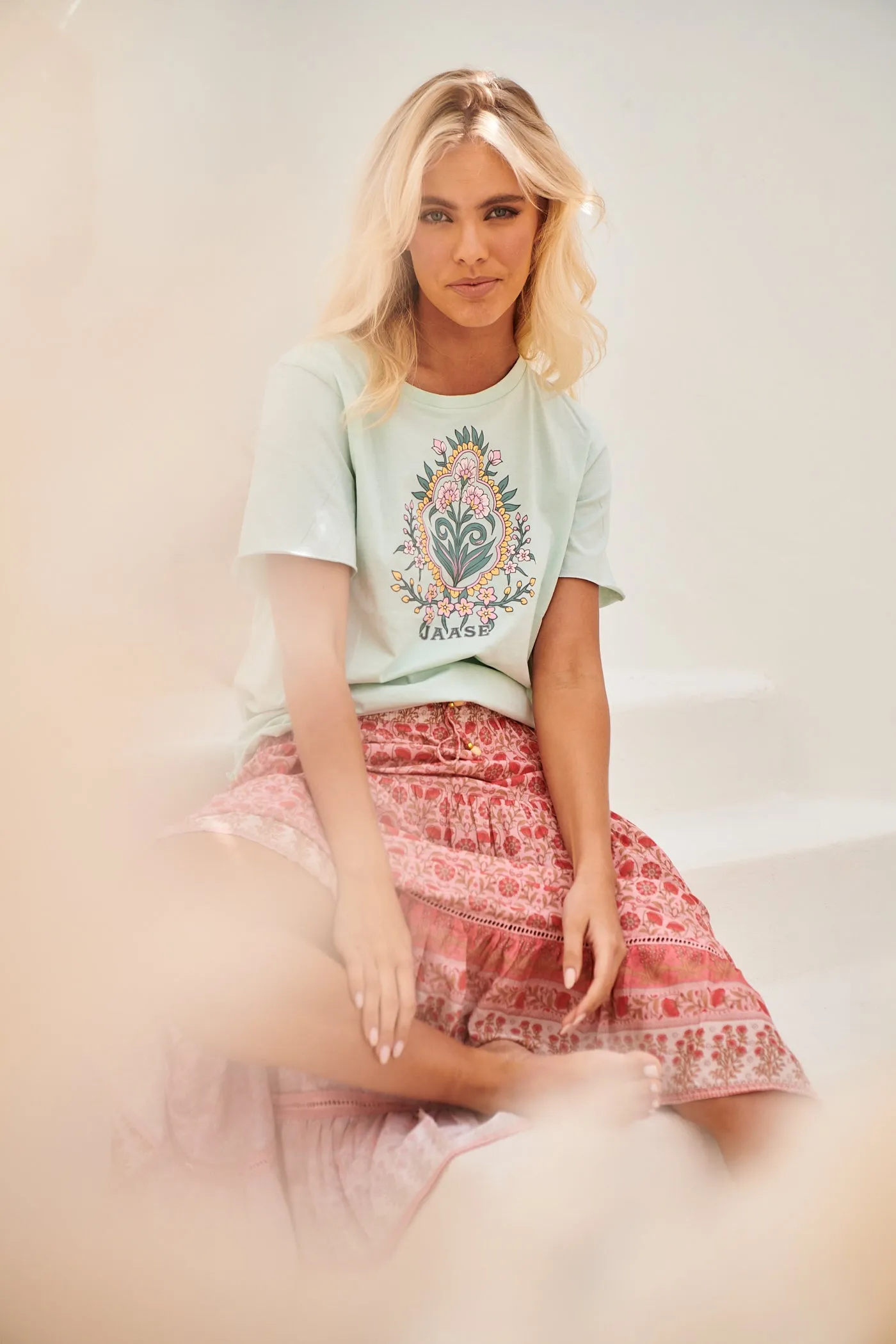 Vintage Tee - Flora ~ Aqua