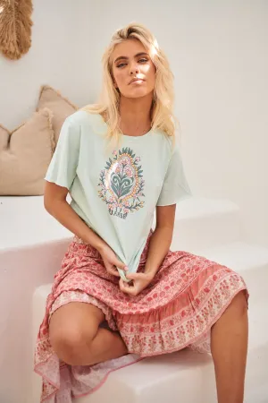 Vintage Tee - Flora ~ Aqua