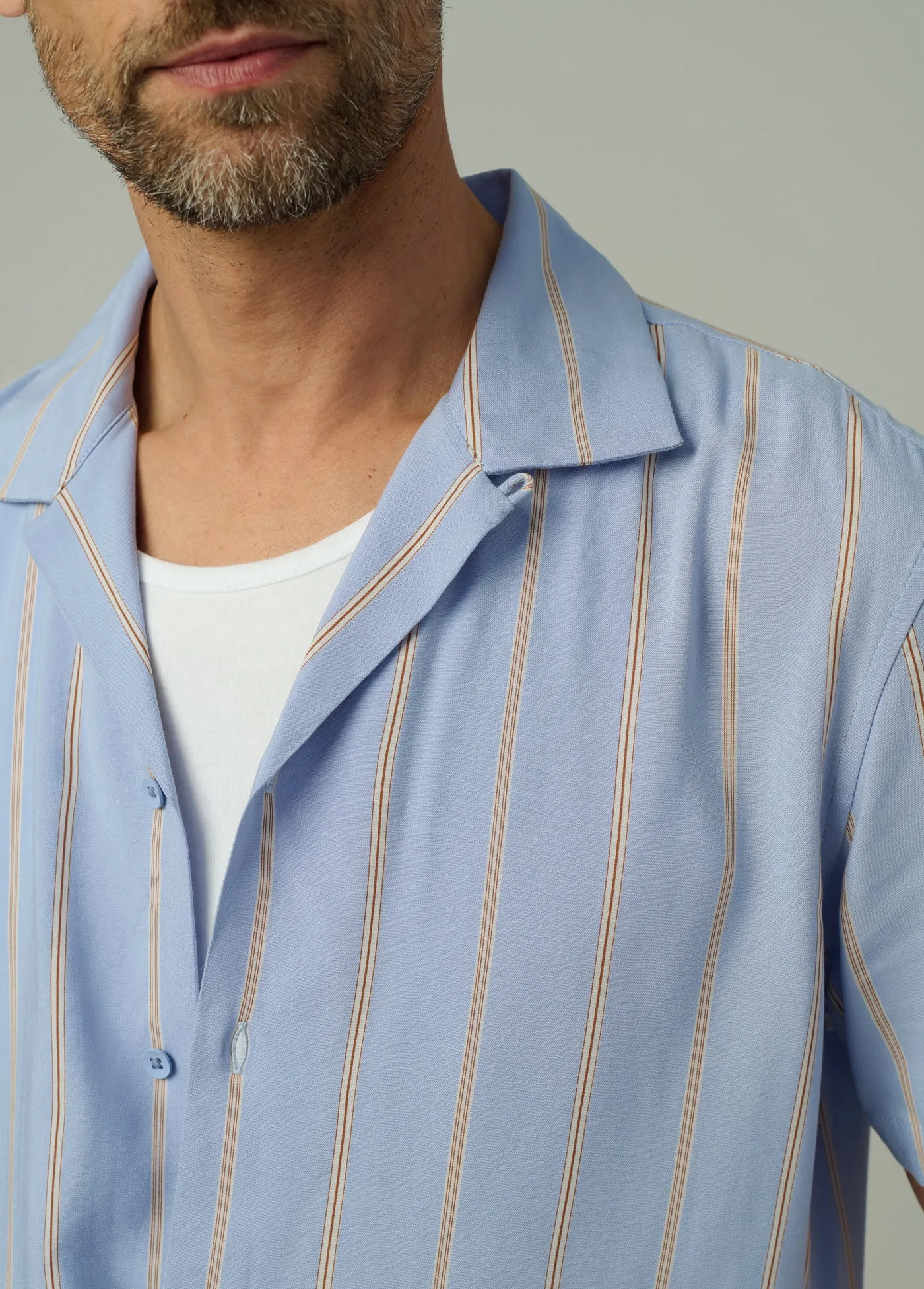 VISCOSE STRIPE CAMP SHIRT