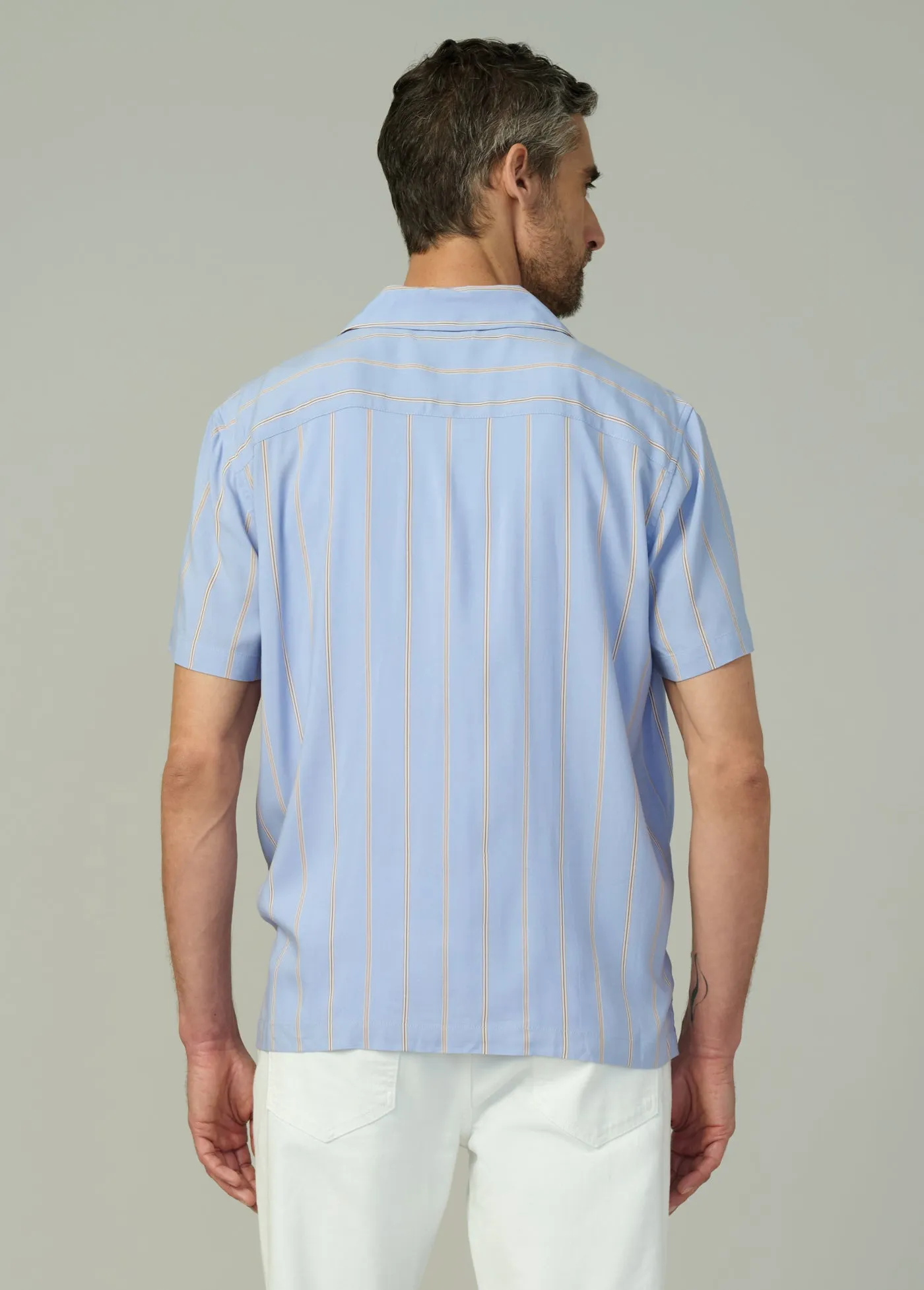 VISCOSE STRIPE CAMP SHIRT