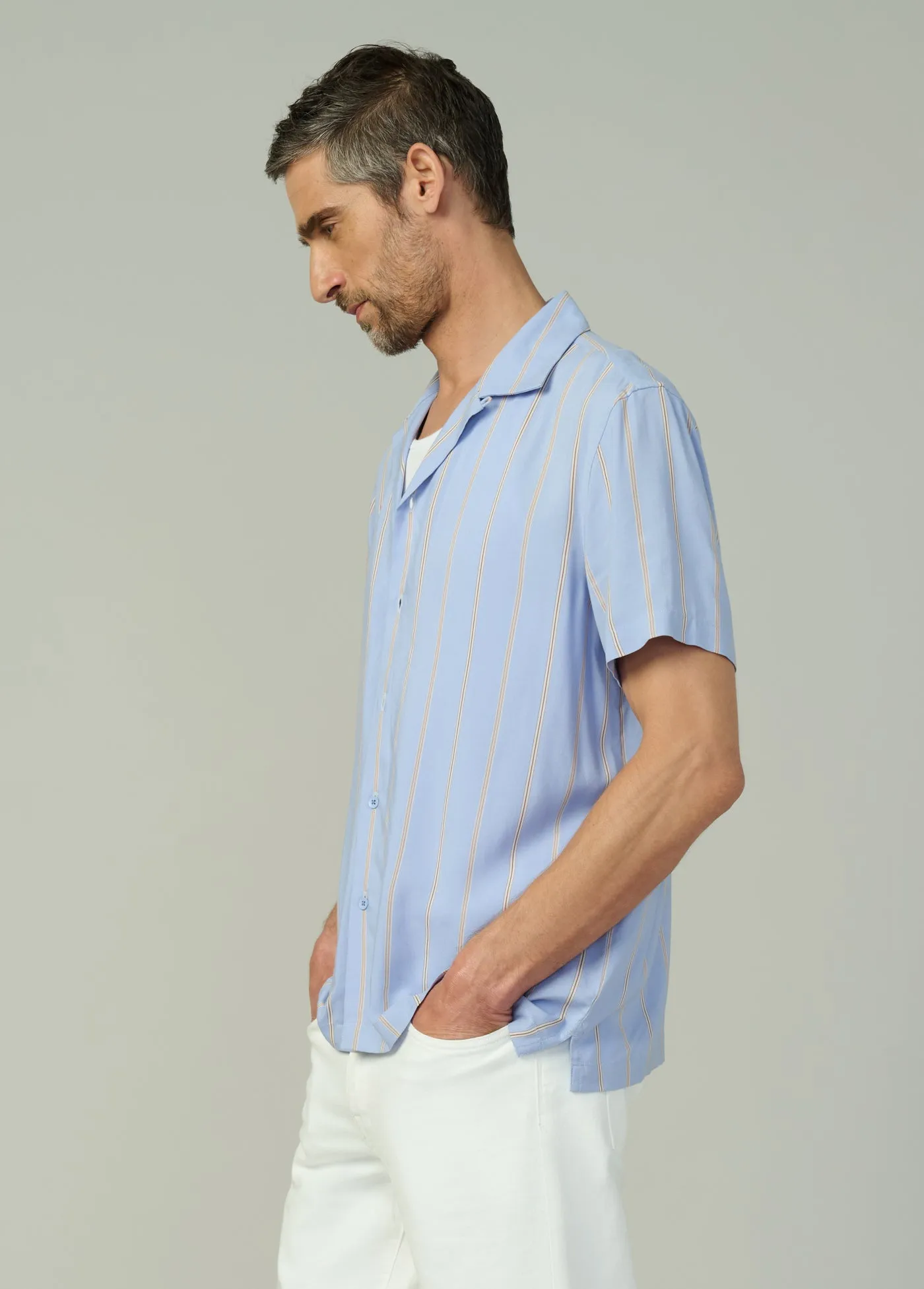 VISCOSE STRIPE CAMP SHIRT