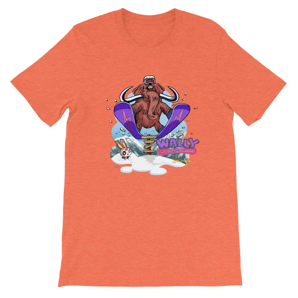 Wally launching over Mammoth sign shirt