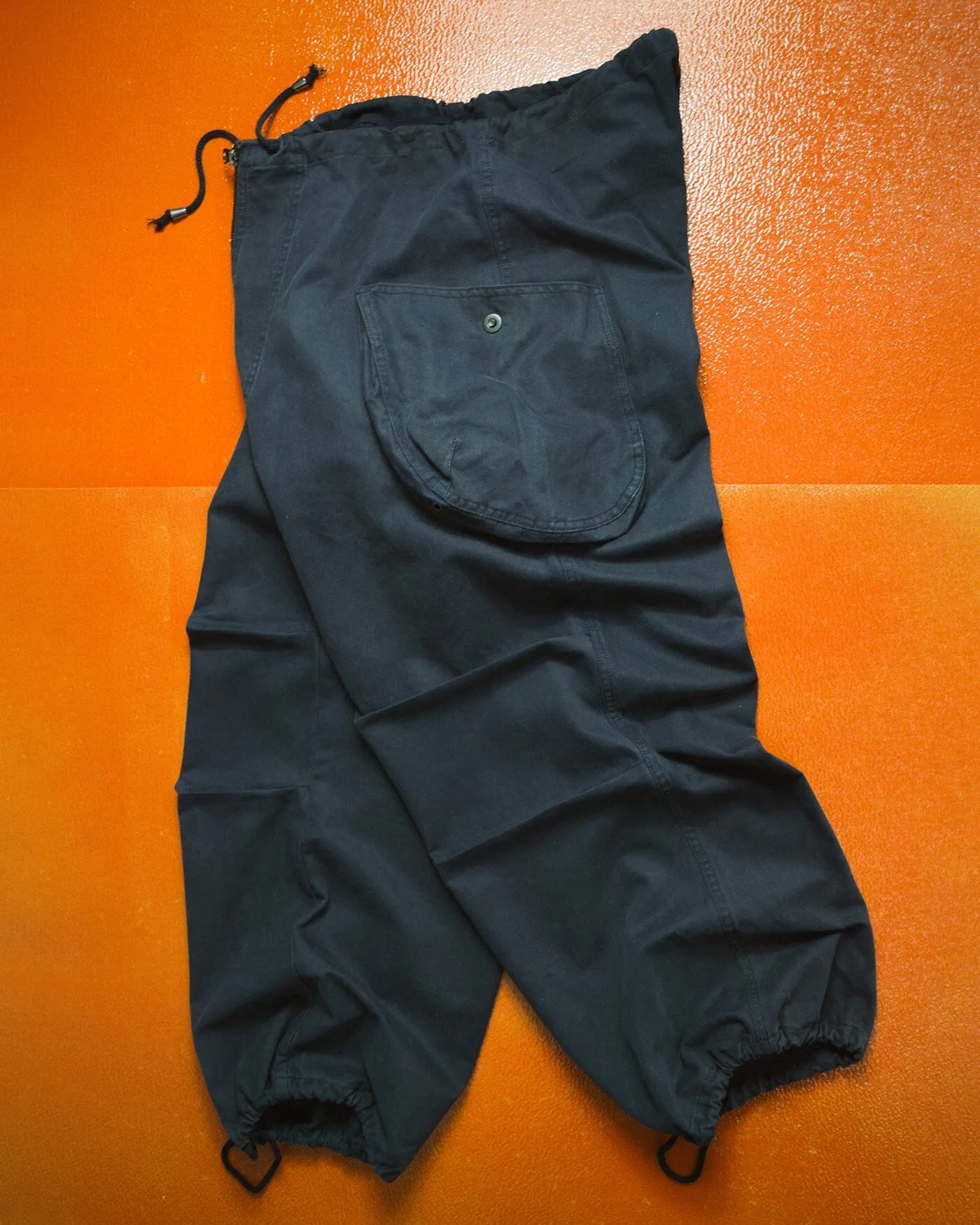 Washed Navy Military Style Wide Cargo Pants (31~34)