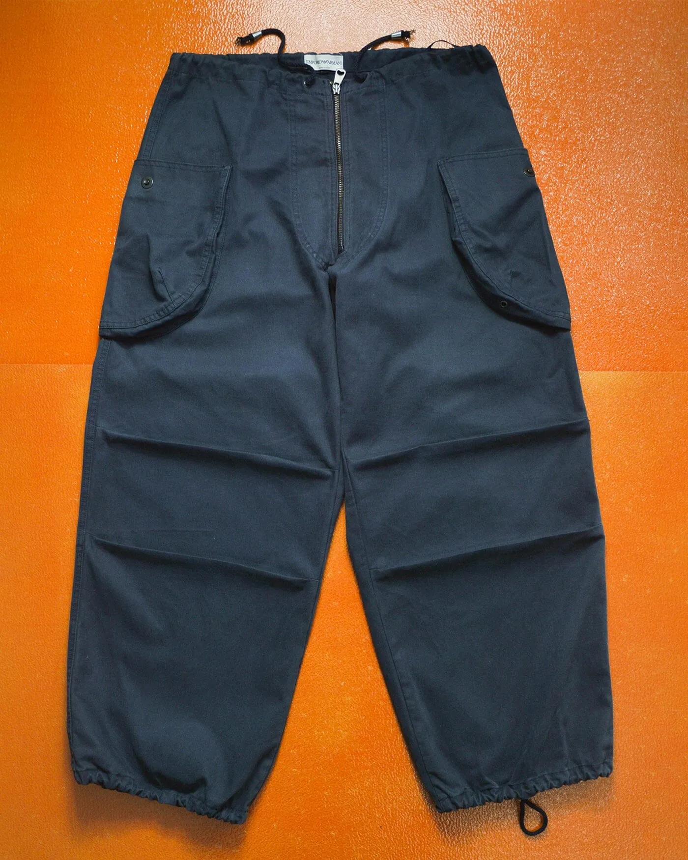 Washed Navy Military Style Wide Cargo Pants (31~34)
