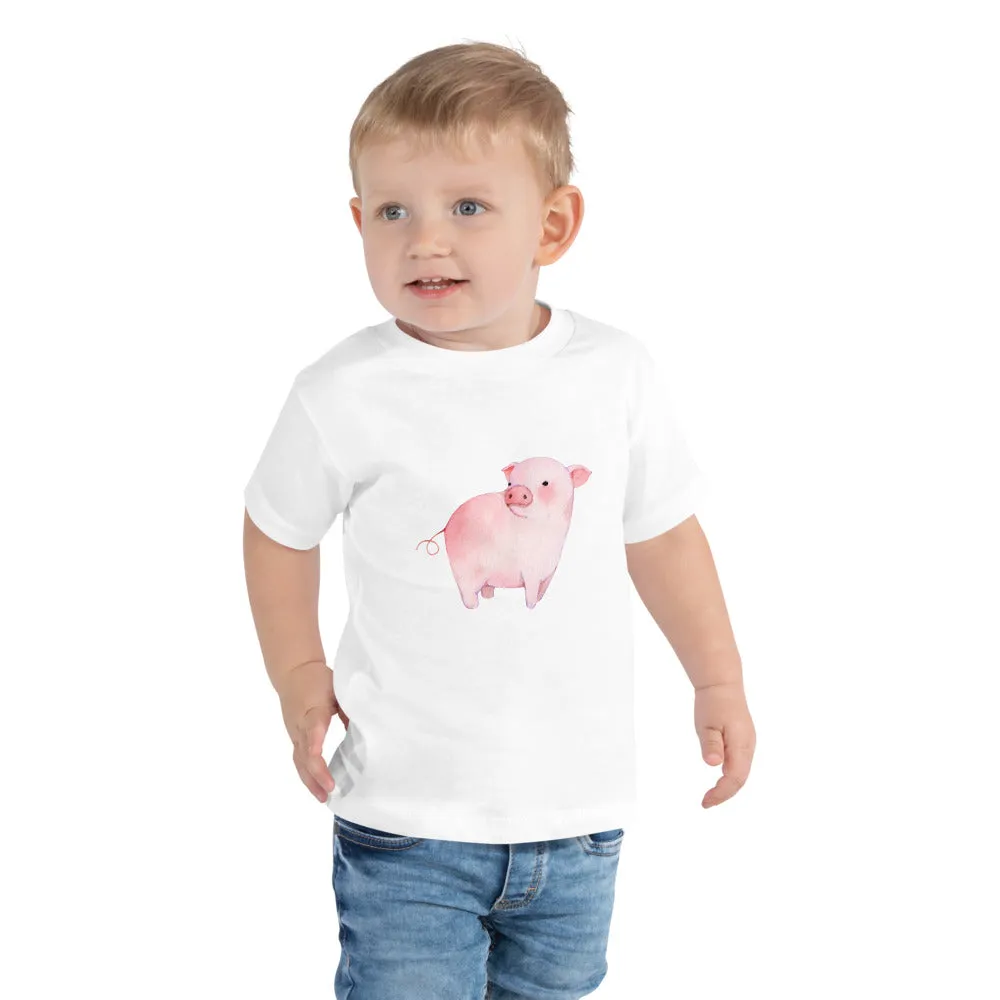 Watercolor Piglet Toddler Short Sleeve Tee